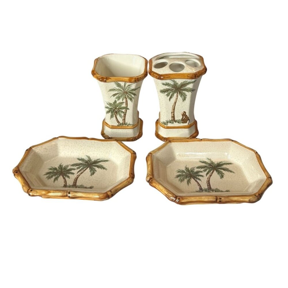 Springmaid Palm Breeze Ceramic Bathroom Accessory Set